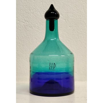 Marcello Furlan BOTTIGLIA VETRO Lip 1994 tappo ITALIA Murano VINTAGE BOTTLE vaso