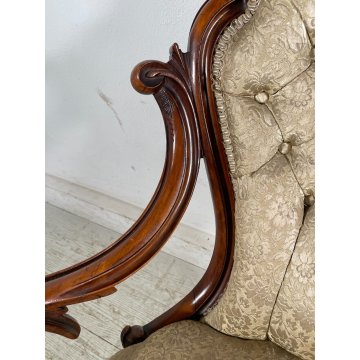 ANTICA POLTRONA INGLESE LEGNO NOCE EPOCA 1800 ARM-CHAIR LUIGI FILIPPO DIVANO