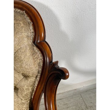 ANTICA POLTRONA INGLESE LEGNO NOCE EPOCA 1800 ARM-CHAIR LUIGI FILIPPO DIVANO