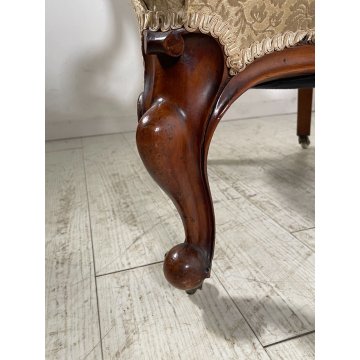 ANTICA POLTRONA INGLESE LEGNO NOCE EPOCA 1800 ARM-CHAIR LUIGI FILIPPO DIVANO