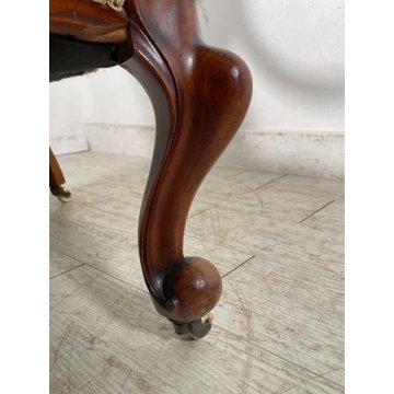 ANTICA POLTRONA INGLESE LEGNO NOCE EPOCA 1800 ARM-CHAIR LUIGI FILIPPO DIVANO