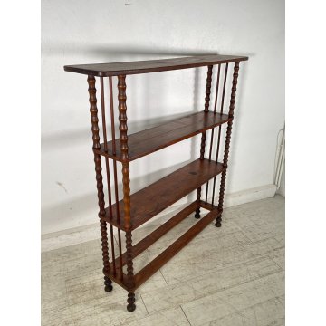 GRANDE ANTICA ETAGERE LEGNO NOCE 4 MENSOLE EPOCA 1800 STILE IMPERO LIBRERIA