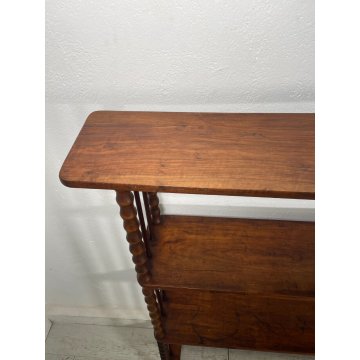 GRANDE ANTICA ETAGERE LEGNO NOCE 4 MENSOLE EPOCA 1800 STILE IMPERO LIBRERIA