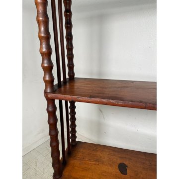 GRANDE ANTICA ETAGERE LEGNO NOCE 4 MENSOLE EPOCA 1800 STILE IMPERO LIBRERIA