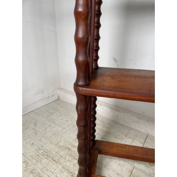 GRANDE ANTICA ETAGERE LEGNO NOCE 4 MENSOLE EPOCA 1800 STILE IMPERO LIBRERIA