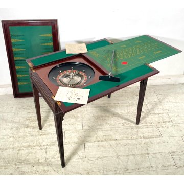 ANTICO TAVOLO DA GIOCO ROULETTE TABLE BANCO POKER casinò INGLESE LEGNO MOGANO