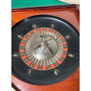 ANTICO TAVOLO DA GIOCO ROULETTE TABLE BANCO POKER casinò INGLESE LEGNO MOGANO