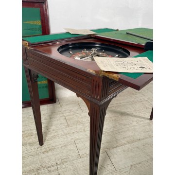 ANTICO TAVOLO DA GIOCO ROULETTE TABLE BANCO POKER casinò INGLESE LEGNO MOGANO