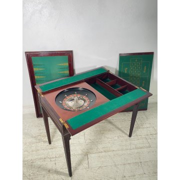 ANTICO TAVOLO DA GIOCO ROULETTE TABLE BANCO POKER casinò INGLESE LEGNO MOGANO