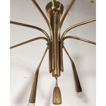 LAMPADARIO Sputnik 8 LUCI attr DESIGN Oscar Torlasco LAMPADA SOSPENSIONE anni 60