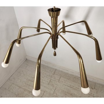 LAMPADARIO Sputnik 8 LUCI attr DESIGN Oscar Torlasco LAMPADA SOSPENSIONE anni 60