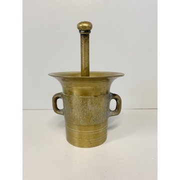 ANTICO MORTAIO BRONZO PESTELLO FARMACIA ERBORISTERIA CUCINA  ø 13x12cm/h '800