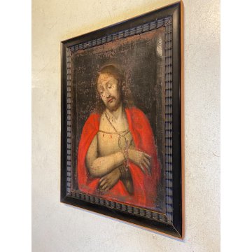 ANTICO DIPINTO OLIO TELA GESU' CRISTO "Ecce Homo" QUADRO RELIGIOSO '600