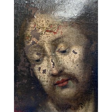 ANTICO DIPINTO OLIO TELA GESU' CRISTO "Ecce Homo" QUADRO RELIGIOSO '600