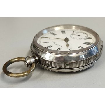 ANTICO OROLOGIO TASCA A.W.Co. Waltham Mass ARGENTO OLD SILVER POCKET WATCH + BOX