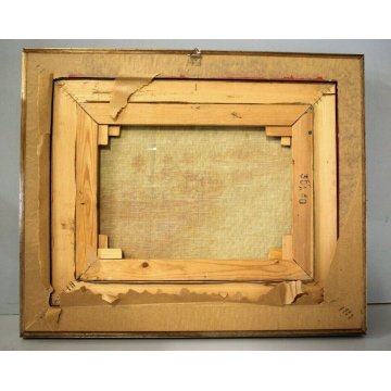 ANTICO QUADRO DIPINTO OLIO TELA Antonio Pecoraro PESCATORI BARCHE RETI NAPOLI 
