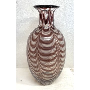 GRANDE VASO VETRO SOFFIATO MURANO ARCHIMEDE SEGUSO ONDE VIOLA VASE DESIGN GLASS