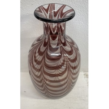 GRANDE VASO VETRO SOFFIATO MURANO ARCHIMEDE SEGUSO ONDE VIOLA VASE DESIGN GLASS