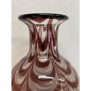 GRANDE VASO VETRO SOFFIATO MURANO ARCHIMEDE SEGUSO ONDE VIOLA VASE DESIGN GLASS