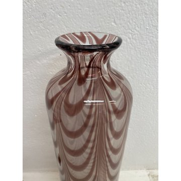 VASO VETRO SOFFIATO MURANO ARCHIMEDE SEGUSO ONDE VIOLA TRASPARENTE VASE DESIGN