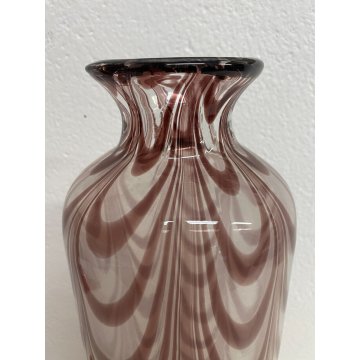 VASO VETRO SOFFIATO MURANO ARCHIMEDE SEGUSO ONDE VIOLA TRASPARENTE VASE DESIGN