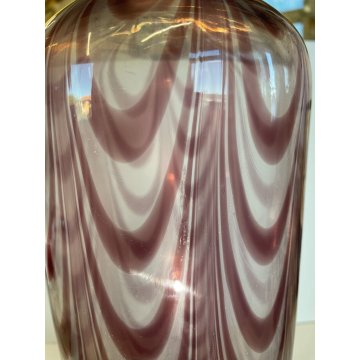 VASO VETRO SOFFIATO MURANO ARCHIMEDE SEGUSO ONDE VIOLA TRASPARENTE VASE DESIGN