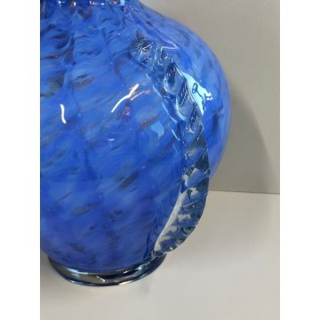 GRANDE Vaso Vetro a Morise MURANO anni 30 DESIGN Barovier BLU pagliuzze ORO ROSA