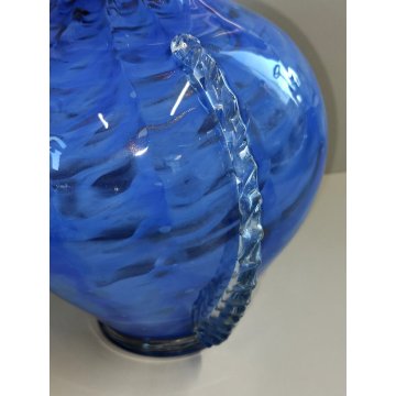 GRANDE Vaso Vetro a Morise MURANO anni 30 DESIGN Barovier BLU pagliuzze ORO ROSA