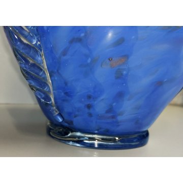 GRANDE Vaso Vetro a Morise MURANO anni 30 DESIGN Barovier BLU pagliuzze ORO ROSA