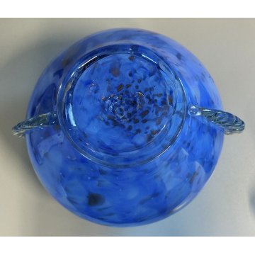 GRANDE Vaso Vetro a Morise MURANO anni 30 DESIGN Barovier BLU pagliuzze ORO ROSA