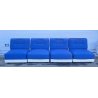 DIVANO DESIGN 1970 BIANCO BLU 4 POLTRONA ARMCHAIR LEGNO STOFFA ITALY SPACE AGE