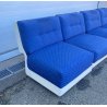 DIVANO DESIGN 1970 BIANCO BLU 4 POLTRONA ARMCHAIR LEGNO STOFFA ITALY SPACE AGE