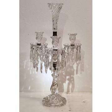 GRANDE CANDELABRO CRISTALLO Baccarat VINTAGE 3 porta candela CANDLESTICK France