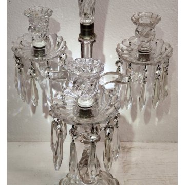 GRANDE CANDELABRO CRISTALLO Baccarat VINTAGE 3 porta candela CANDLESTICK France