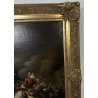 QUADRO BATTAGLIA DIPINTO GUERRA CAVALLI PAESAGGIO RIPRODUZIONE 1900 CORNICE 