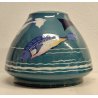 ANTICO VASO CERAMICA SMALTATA Ginori Omega DESIGN Gio Ponti DIPINTO PESCI epoca