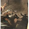 QUADRO BATTAGLIA DIPINTO GUERRA CAVALLI PAESAGGIO RIPRODUZIONE 1900 CORNICE 