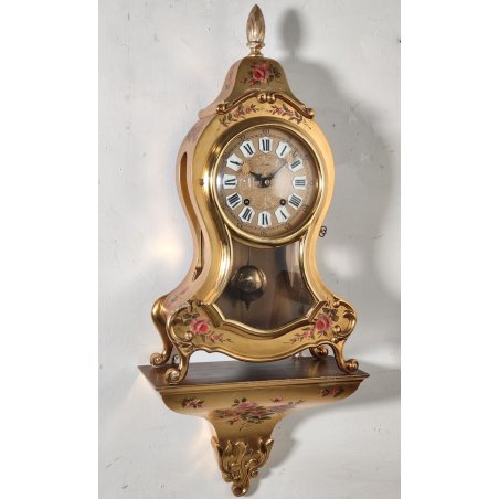 BOULLE ORO Zenith Le Locle OROLOGIO PENDOLO a MENSOLA anni 70 SUONERIA dipinto