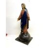 ANTICA SCULTURA LEGNO Maria Immacolata MADONNA SERPENTE GLOBO LUNA 73 cm/h XVIII
