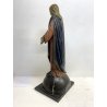 ANTICA SCULTURA LEGNO Maria Immacolata MADONNA SERPENTE GLOBO LUNA 73 cm/h XVIII