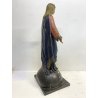 ANTICA SCULTURA LEGNO Maria Immacolata MADONNA SERPENTE GLOBO LUNA 73 cm/h XVIII