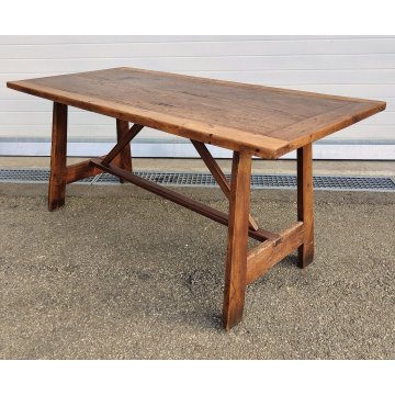 ANTICO TAVOLO CAPRETTA epoca 1800 CAVALLETTO LEGNO NOCE fratino OLD WOOD TABLE