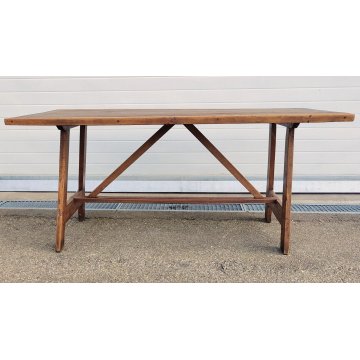 ANTICO TAVOLO CAPRETTA epoca 1800 CAVALLETTO LEGNO NOCE fratino OLD WOOD TABLE