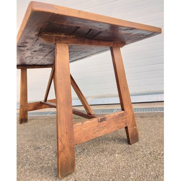 ANTICO TAVOLO CAPRETTA epoca 1800 CAVALLETTO LEGNO NOCE fratino OLD WOOD TABLE