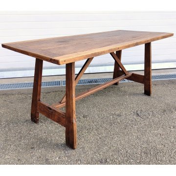 ANTICO TAVOLO CAPRETTA epoca 1800 CAVALLETTO LEGNO NOCE fratino OLD WOOD TABLE