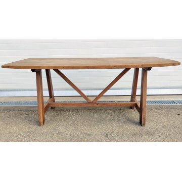 ANTICO TAVOLO CAVALLETTO LEGNO NOCE epoca 1800 CAPRETTA fratino OLD WOOD TABLE