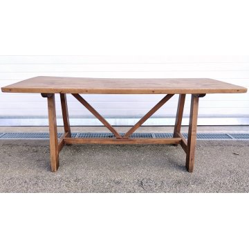 ANTICO TAVOLO CAVALLETTO LEGNO NOCE epoca 1800 CAPRETTA fratino OLD WOOD TABLE