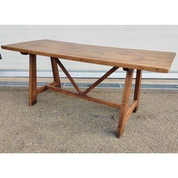 ANTICO TAVOLO CAVALLETTO LEGNO NOCE epoca 1800 CAPRETTA fratino OLD WOOD TABLE