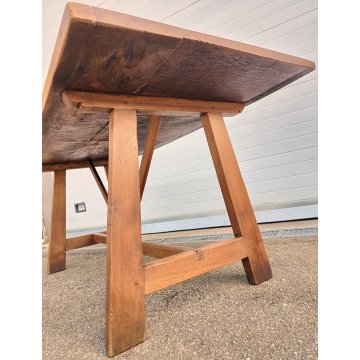 ANTICO TAVOLO CAVALLETTO LEGNO NOCE epoca 1800 CAPRETTA fratino OLD WOOD TABLE