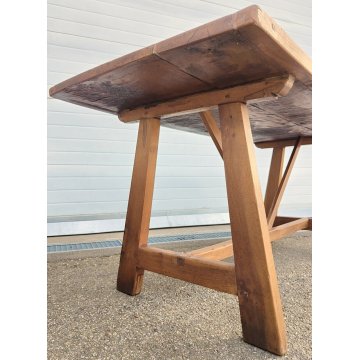 ANTICO TAVOLO CAVALLETTO LEGNO NOCE epoca 1800 CAPRETTA fratino OLD WOOD TABLE